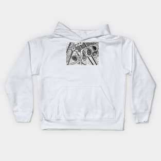 Abstract Hand Draw monochrome with circles Kids Hoodie